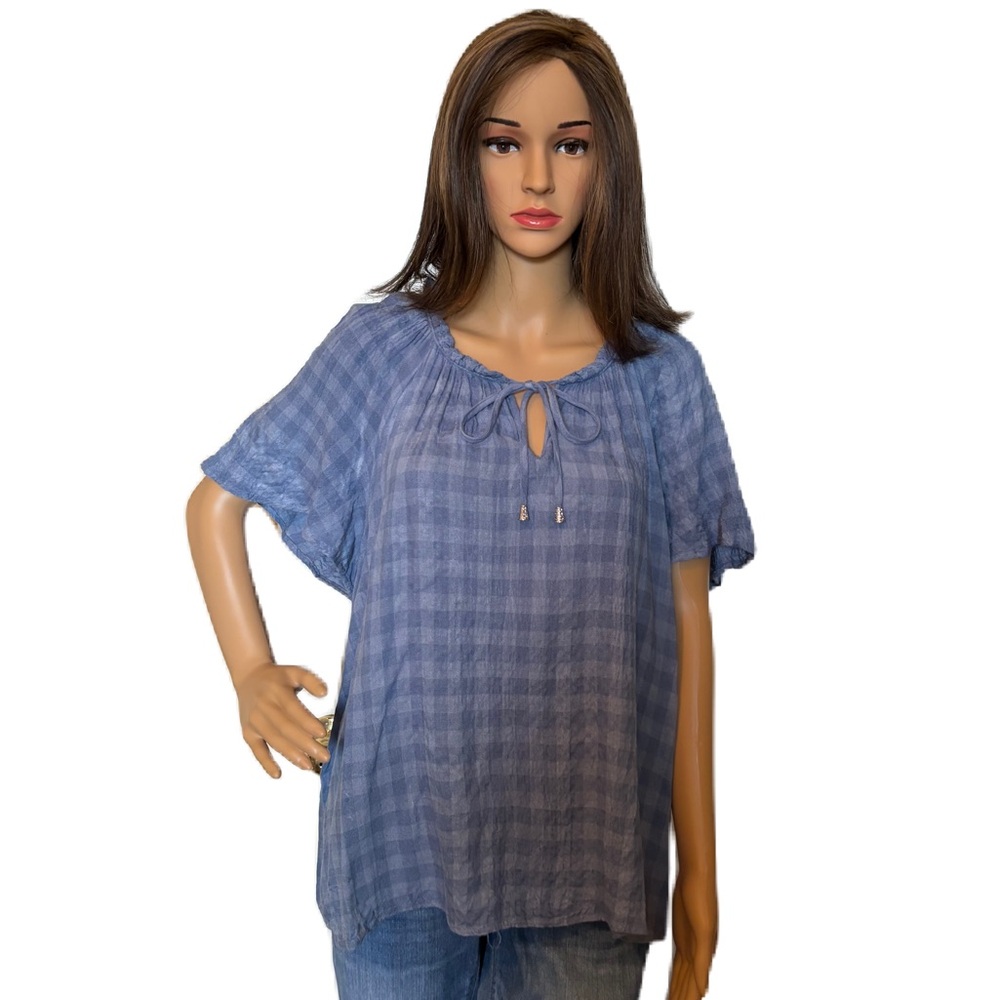 Jane Delancey Blue Peasant Top